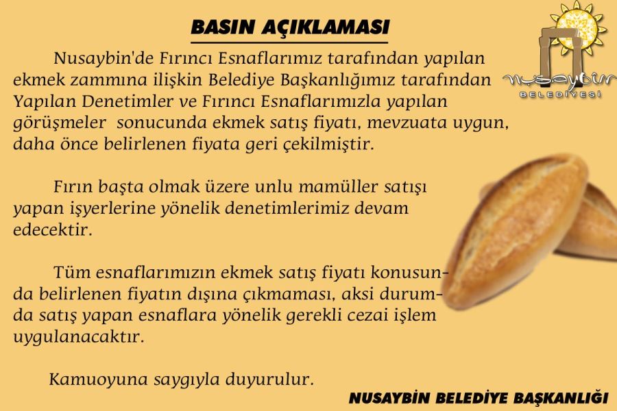 Nusaybin Belediyesi ekmek zammına müdahale etti