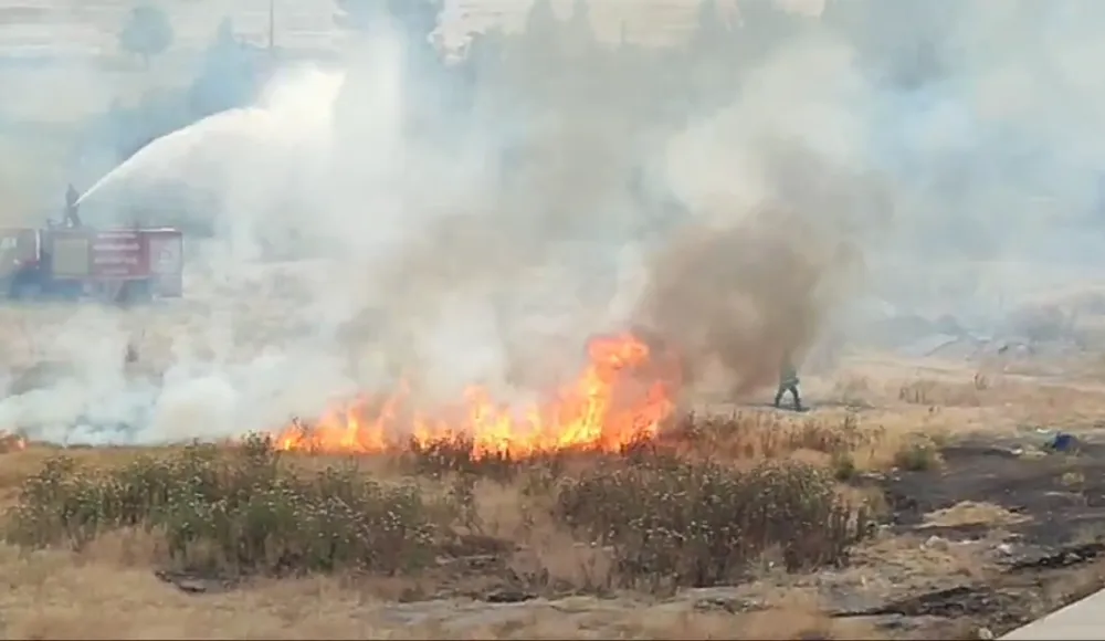 Nusaybin’de Suriye sınırına sıfır noktada yangın   