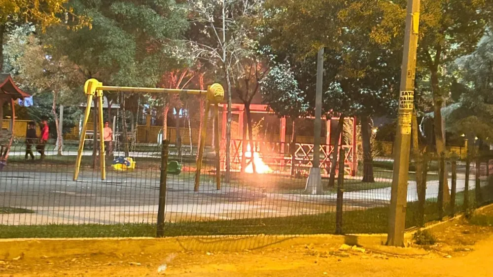 Nusaybin’de yine parktaki ahşap kamelya ateşe verildi