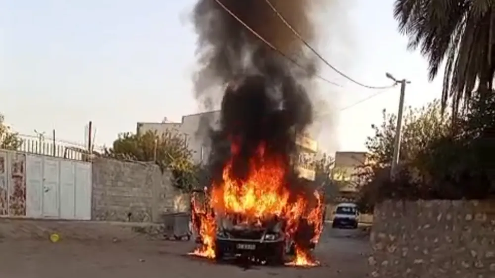Nusaybin’de park halindeki kamyonet hareket ettikten kısa süre sonra alev aldı