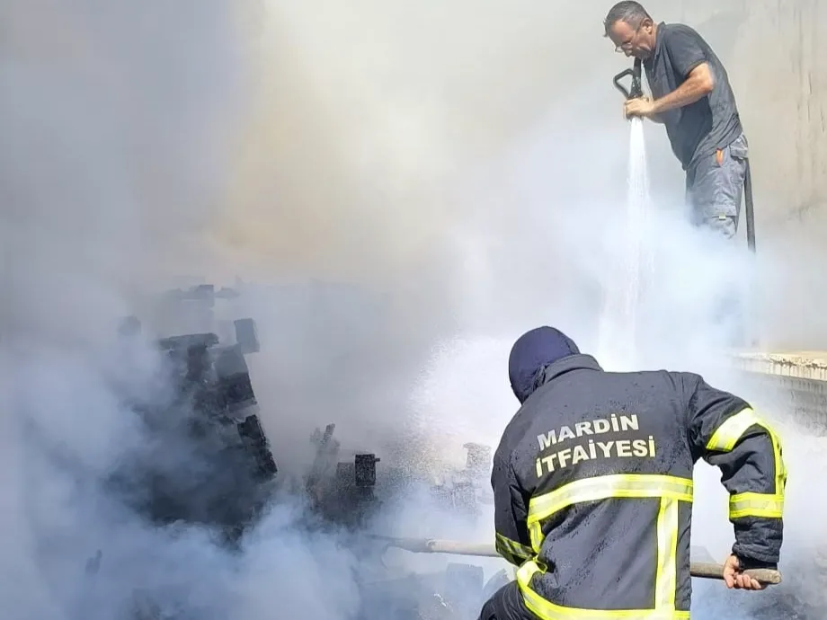 Nusaybin’de palet yangını eve sıçradı
